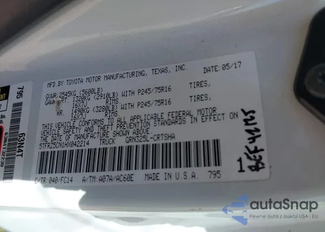 2017 Toyota Tacoma Sr5 V6 из США, поврежденный, VIN 5TFRZ5CN1HX042214